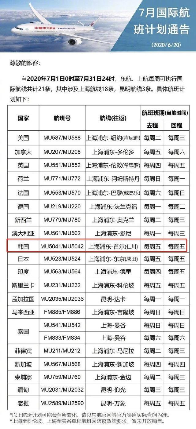 上海飞韩国一航班没降落连夜飞回国